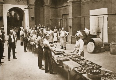 The Midday Meal Ready for Serving, The Kitchens, Alexandra Palace, illustration from German Prisoners in Great Britain by English Photographer